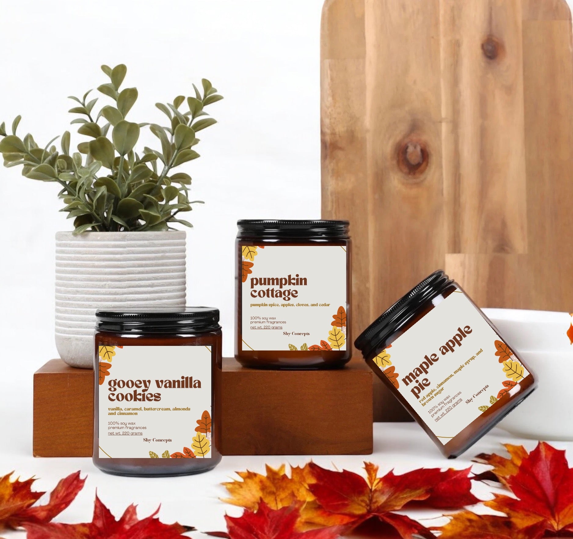 Autumn Candle Gift Set - 220g (Set of 3)