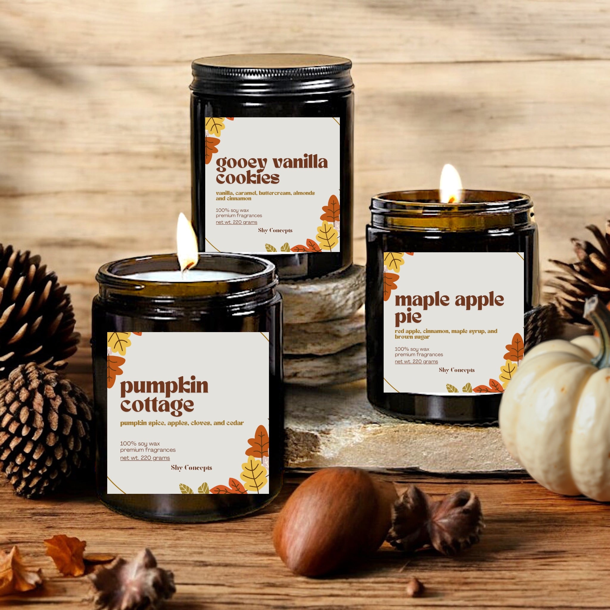 Autumn Candle Gift Set - 220g (Set of 3)