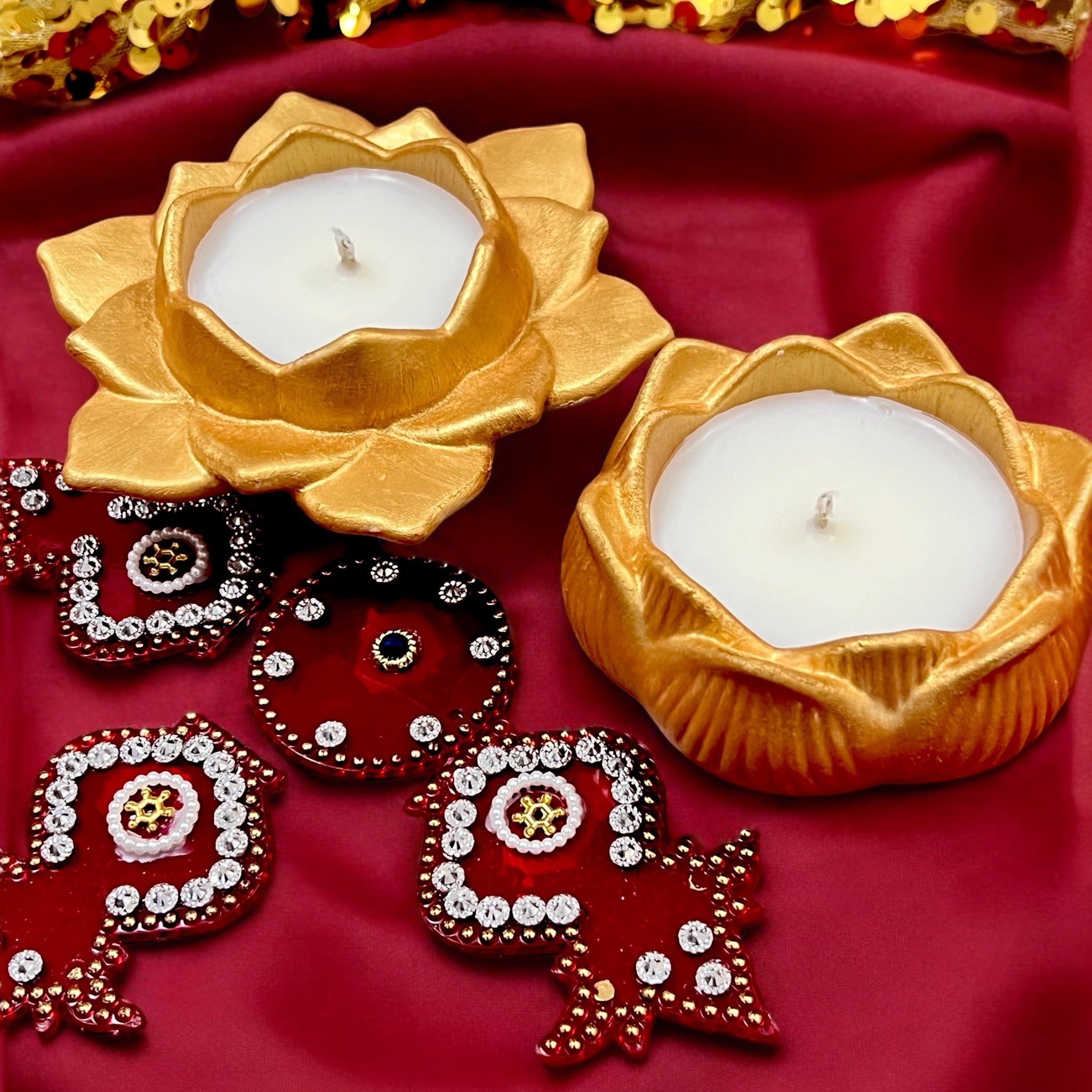 Diwali Lotus Candles - Set of 2